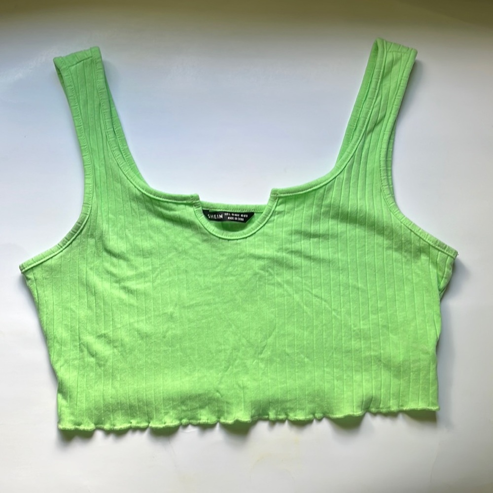 Shein lime green cropped tank top. Size Large —Used in excellent condition